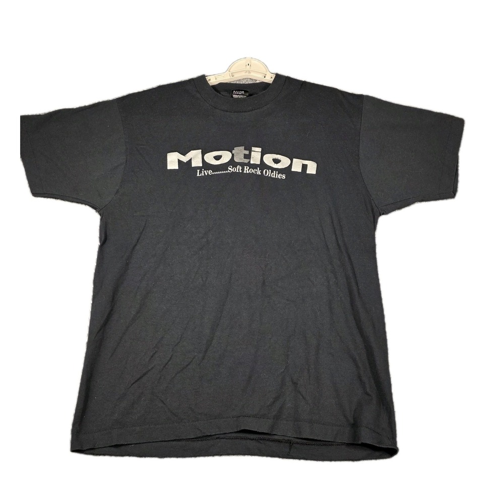 Vintage Motion Live Soft Rock Oldies Radio Station T-Shirt Men's XL Black USA‎